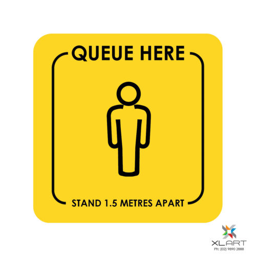 XLART DTS Covid19 Covid Floor Stickers Decals Social Distancing Sydney Melbourne Australia queue here person